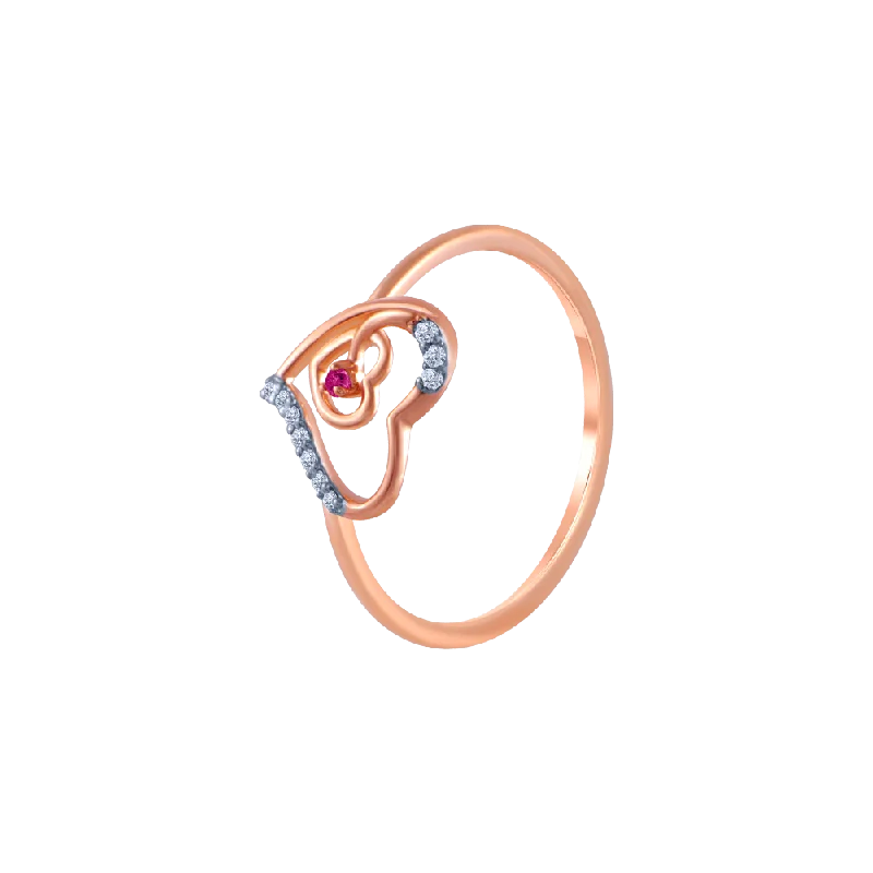 18k (750) Rose Gold And Diamond Ring For Women