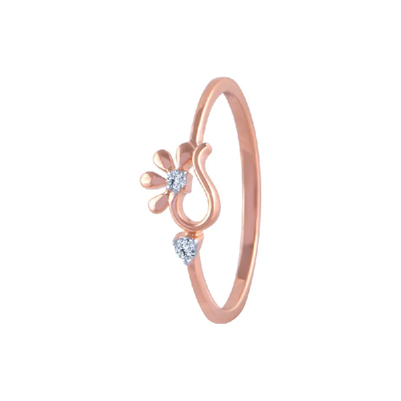 18k (750) Rose Gold And Diamond Ring For Women