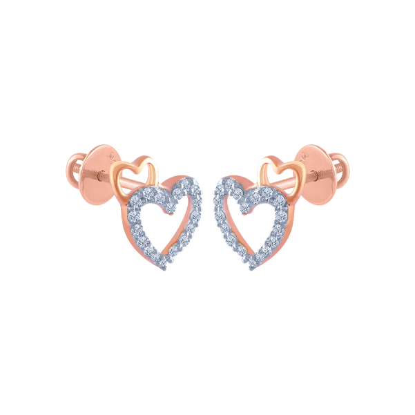 18k (750) Rose Gold And Diamond Stud Earrings For Women