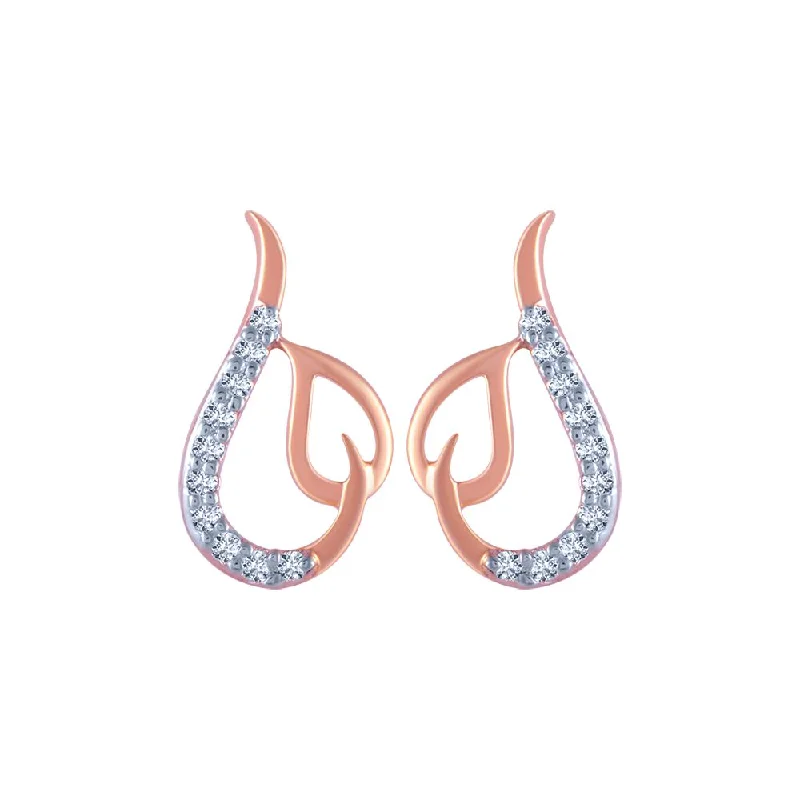 18k (750) Rose Gold And Diamond Stud Earrings For Women