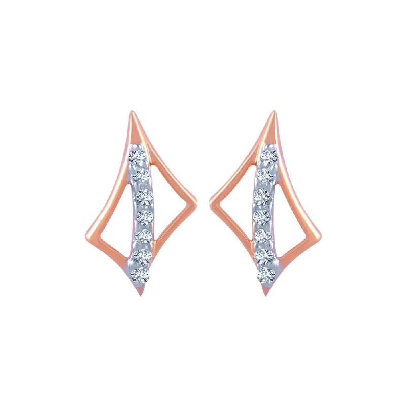 18k (750) Rose Gold And Diamond Stud Earrings For Women