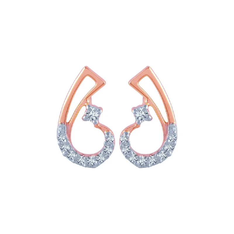 18k (750) Rose Gold And Diamond Stud Earrings For Women