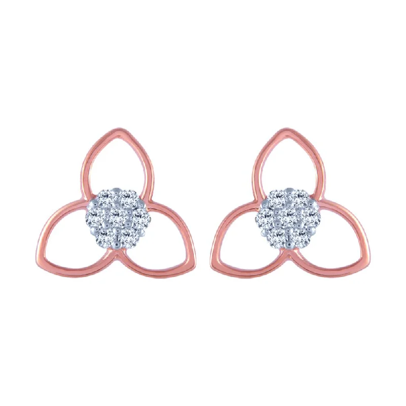 18k (750) Rose Gold And Diamond Stud Earrings For Women