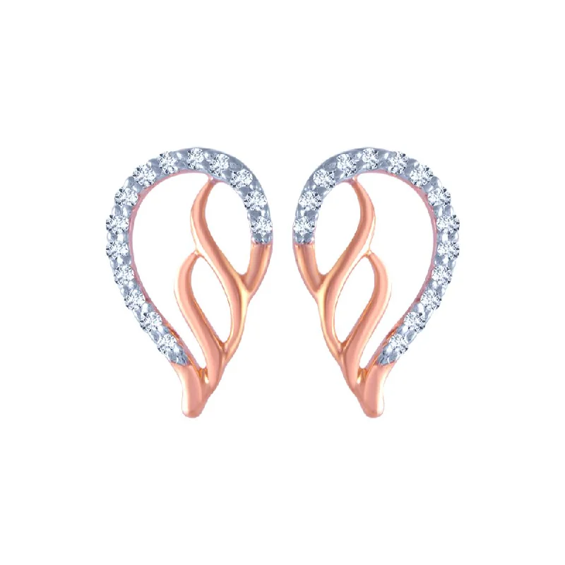 18k (750) Rose Gold And Diamond Stud Earrings For Women