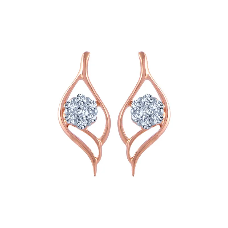 18k (750) Rose Gold And Diamond Stud Earrings For Women