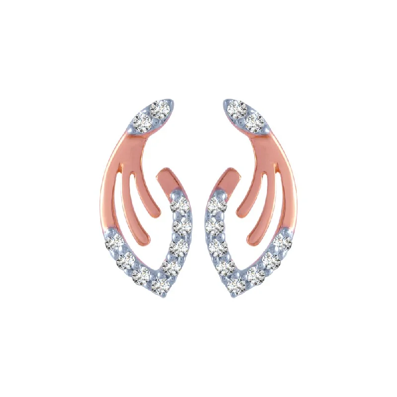 18k (750) Rose Gold And Diamond Stud Earrings For Women