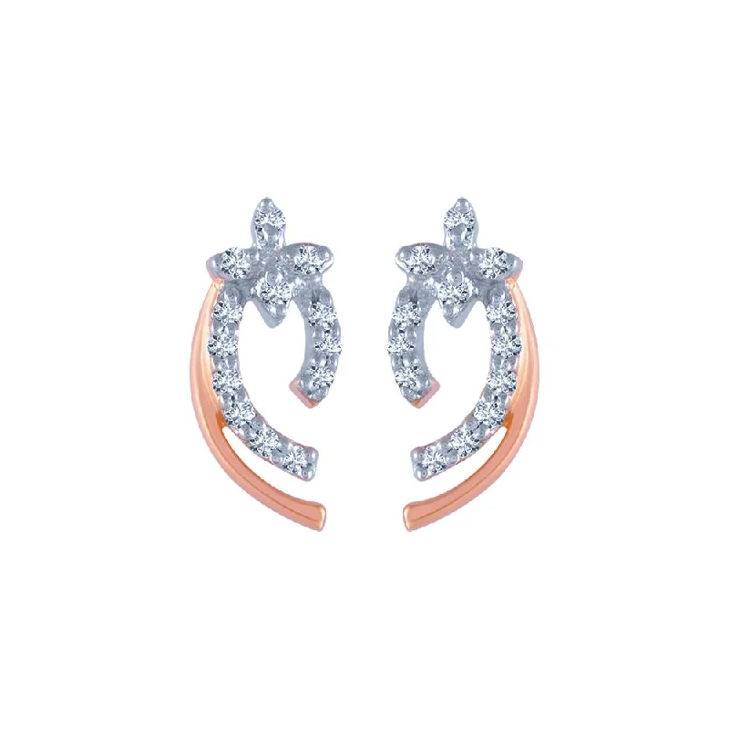 18k (750) Rose Gold And Diamond Stud Earrings For Women