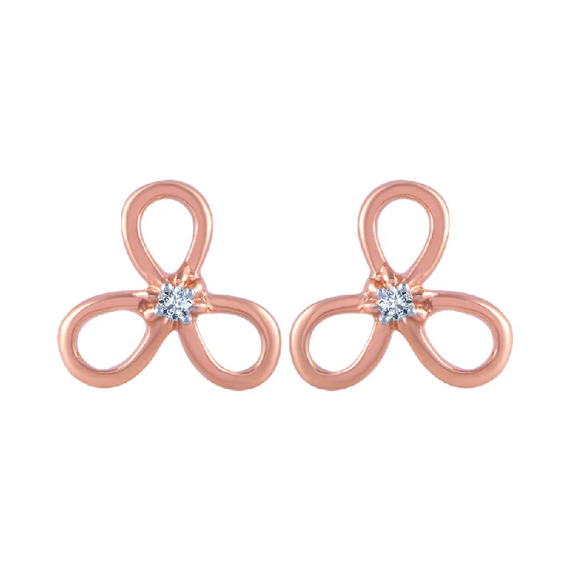 18k (750) Rose Gold And Diamond Stud Earrings For Women