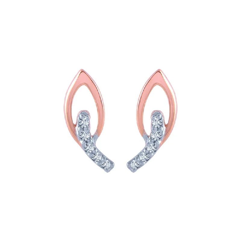 18k (750) Rose Gold And Diamond Stud Earrings For Women