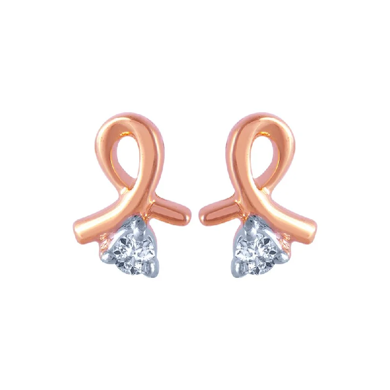 18k (750) Rose Gold And Diamond Stud Earrings For Women