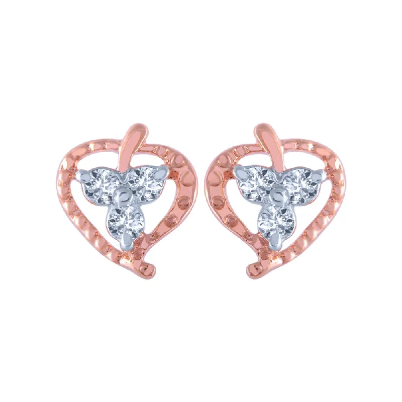 18k (750) Rose Gold And Diamond Stud Earrings For Women