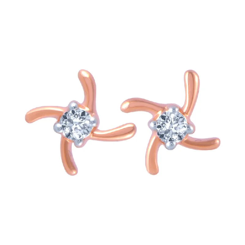 18k (750) Rose Gold And Diamond Stud Earrings For Women