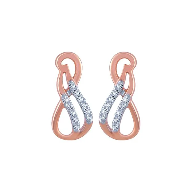 18k (750) Rose Gold And Diamond Stud Earrings For Women