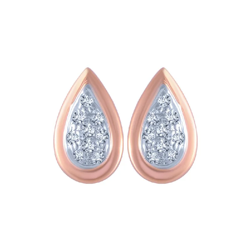 18k (750) Rose Gold And Diamond Stud Earrings For Women