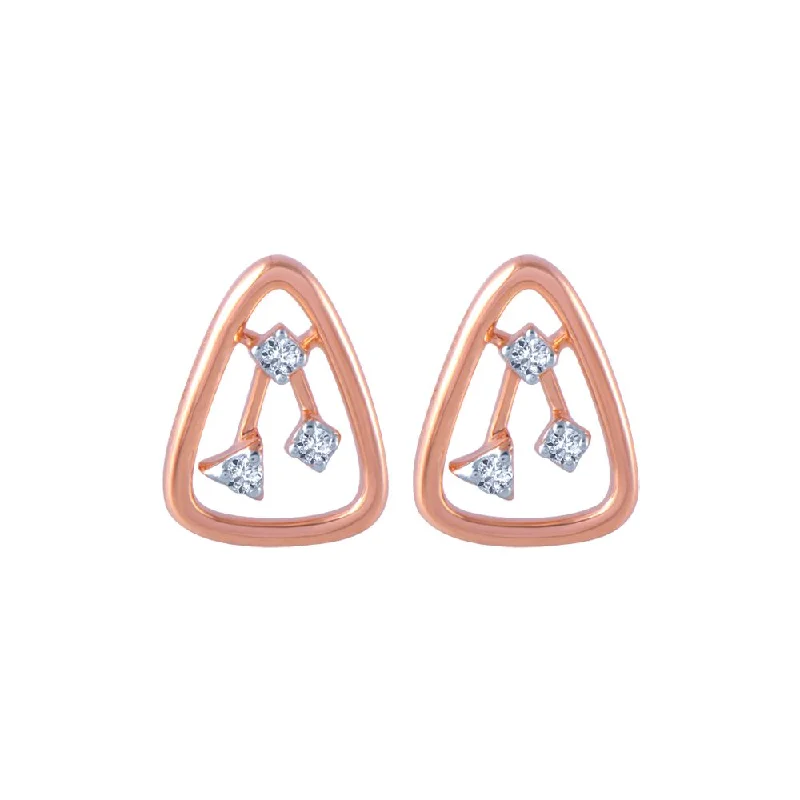 18k (750) Rose Gold And Diamond Stud Earrings For Women