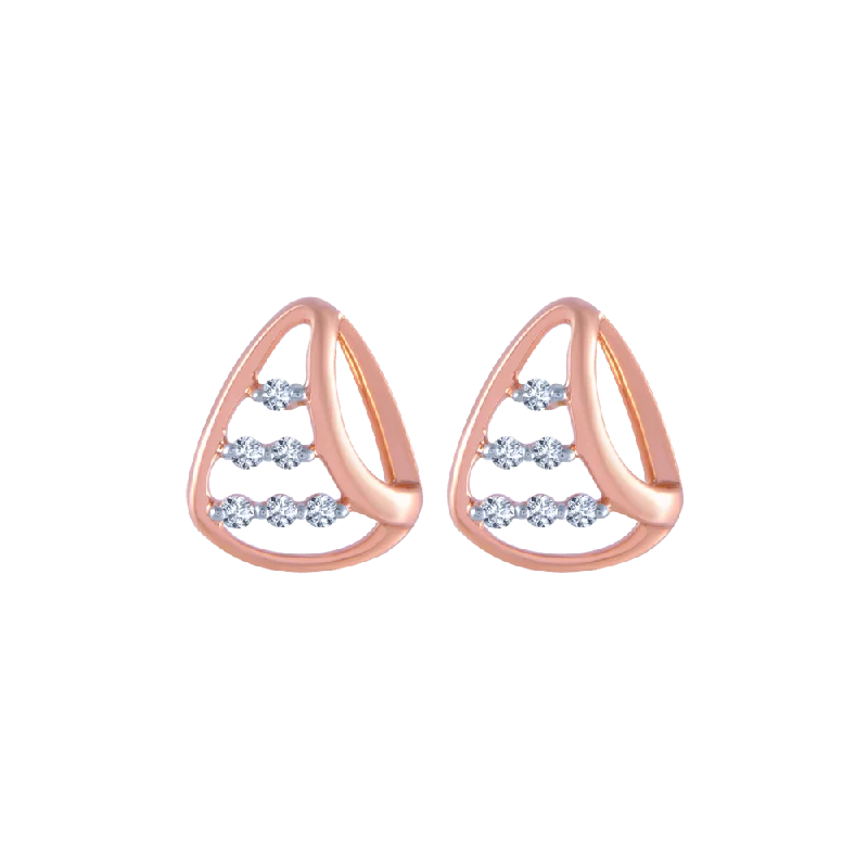 18k (750) Rose Gold And Diamond Stud Earrings For Women