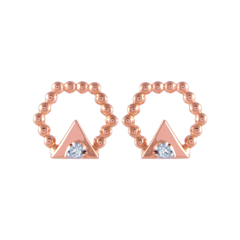 18k (750) Rose Gold And Diamond Stud Earrings For Women