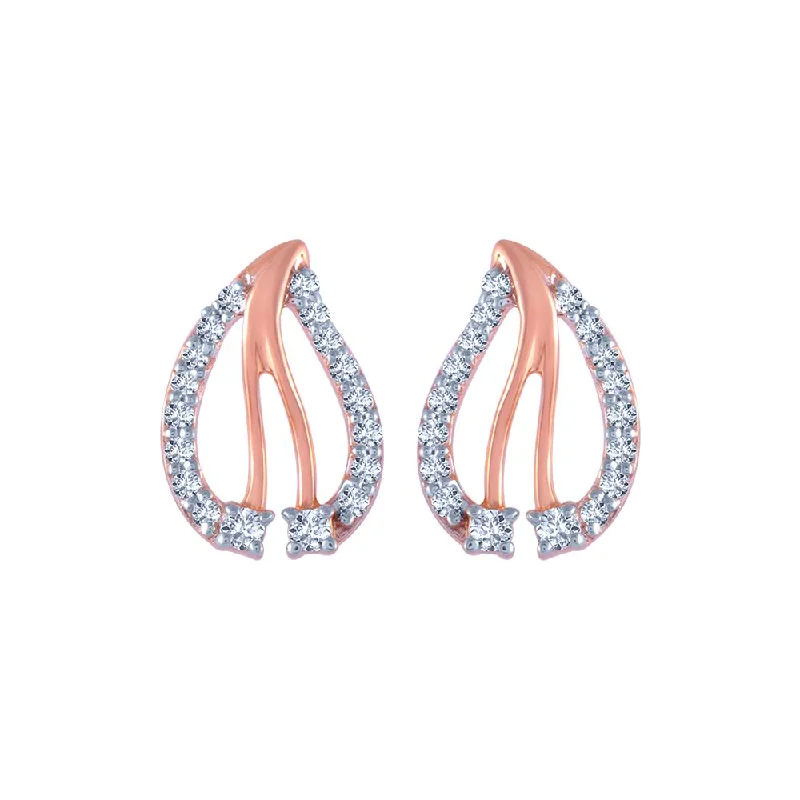 18k (750) Rose Gold And Diamond Stud Earrings For Women