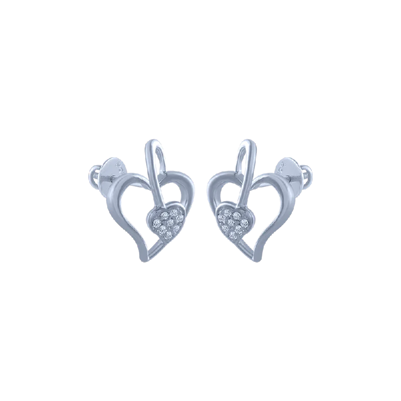 18k (750) White Gold And Diamond Stud Earrings For Women