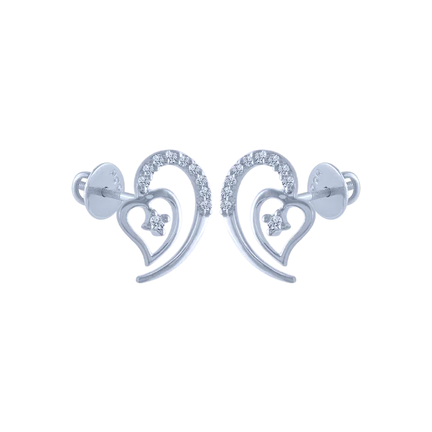 18k (750) White Gold And Diamond Stud Earrings For Women