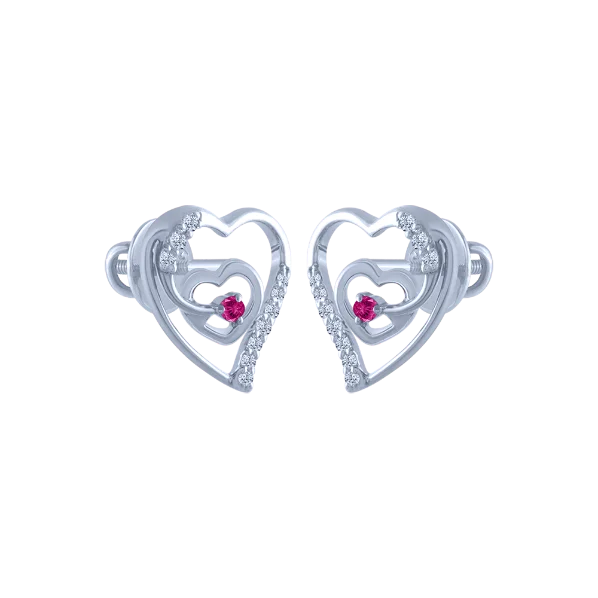 18k (750) White Gold And Diamond Stud Earrings For Women