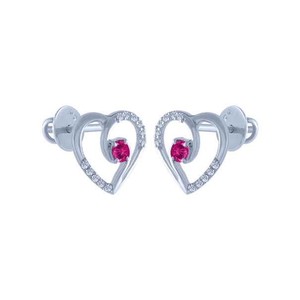 18k (750) White Gold And Diamond Stud Earrings For Women