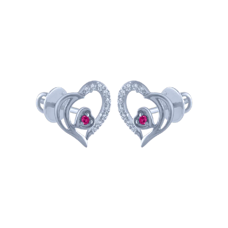 18k (750) White Gold And Diamond Stud Earrings For Women