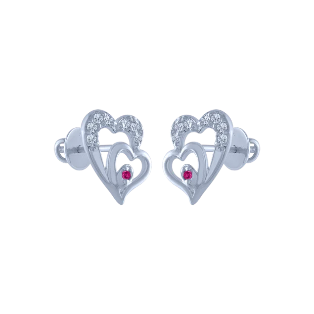 18k (750) White Gold And Diamond Stud Earrings For Women