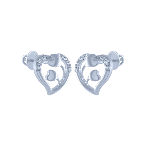 18k (750) White Gold And Diamond Stud Earrings For Women