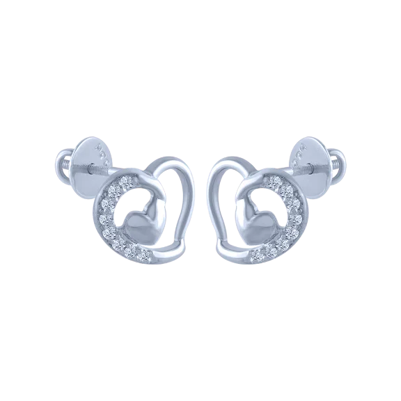 18k (750) White Gold And Diamond Stud Earrings For Women