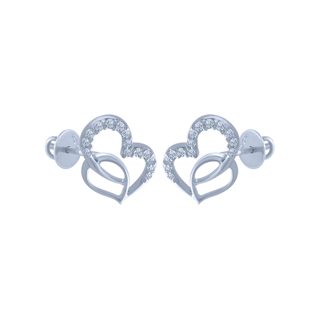 18k (750) White Gold And Diamond Stud Earrings For Women