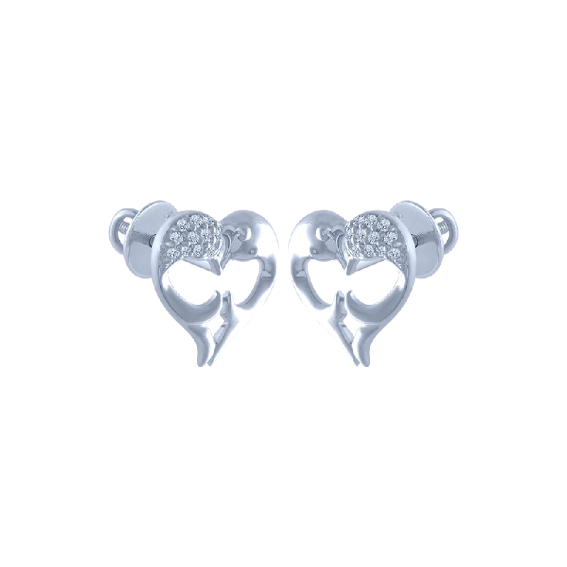 18k (750) White Gold And Diamond Stud Earrings For Women