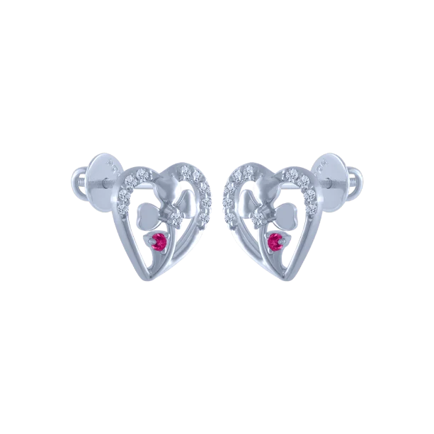 18k (750) White Gold And Diamond Stud Earrings For Women