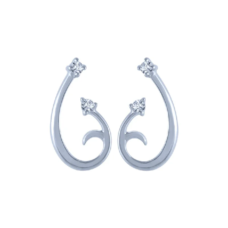 18k (750) White Gold And Diamond Stud Earrings For Women