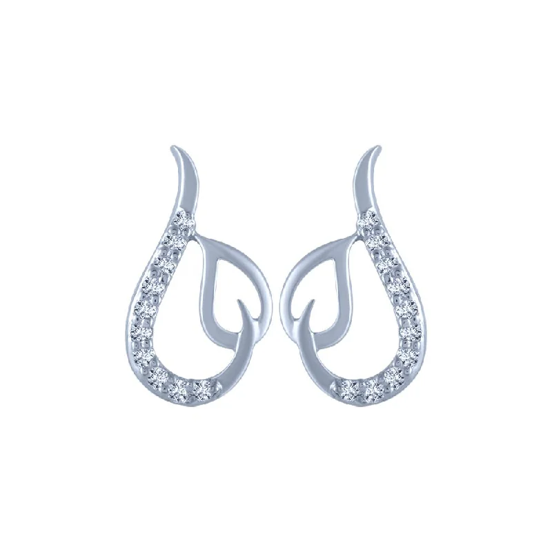 18k (750) White Gold And Diamond Stud Earrings For Women