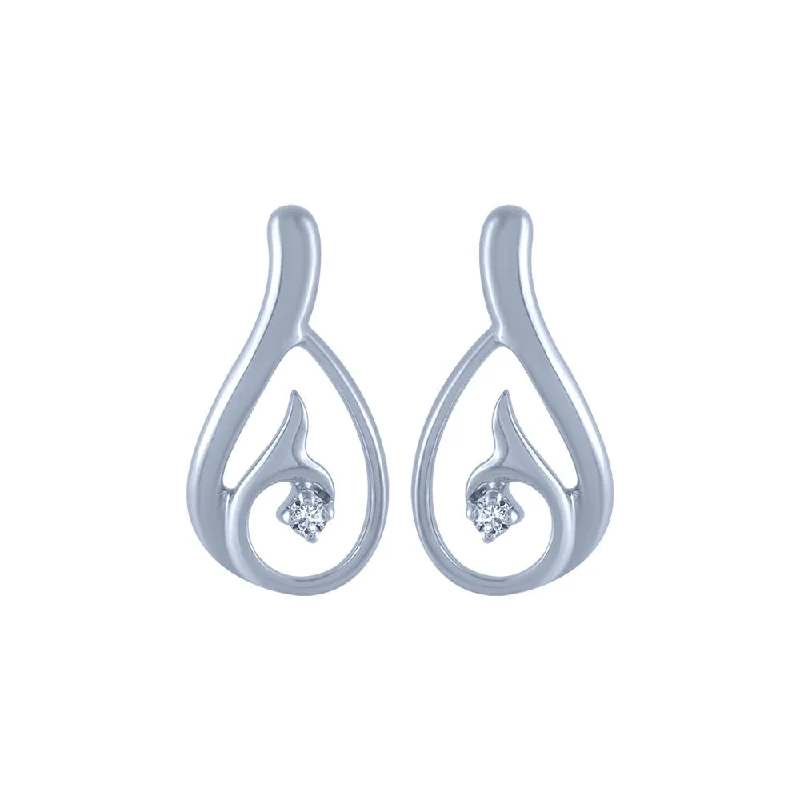 18k (750) White Gold And Diamond Stud Earrings For Women