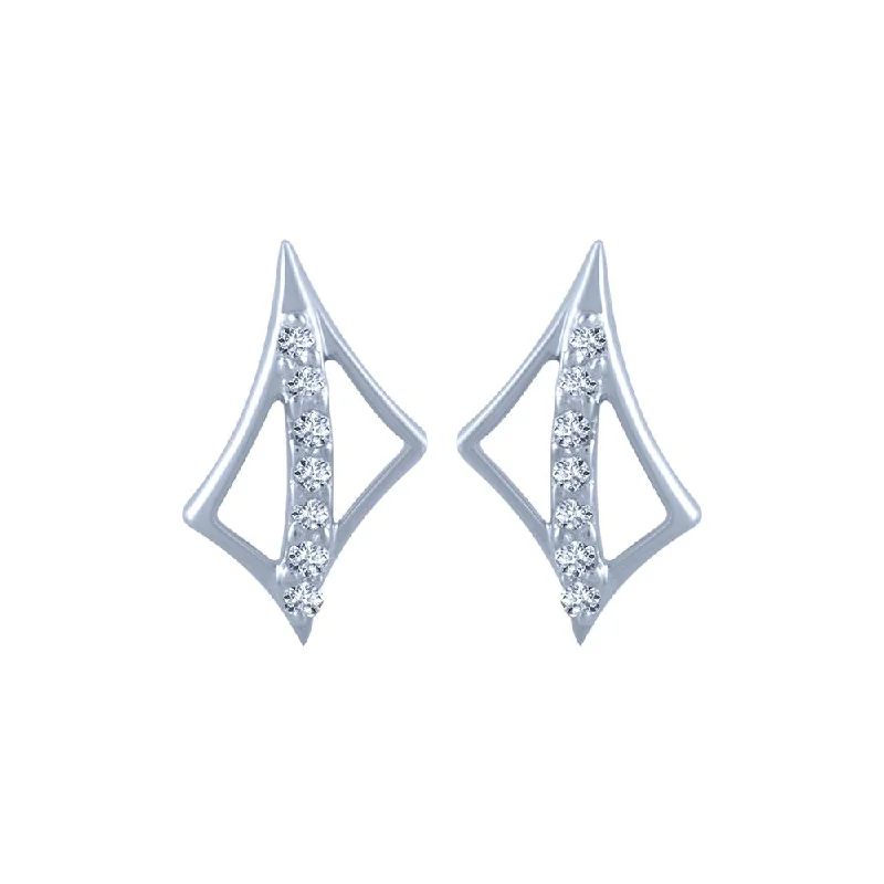 18k (750) White Gold And Diamond Stud Earrings For Women