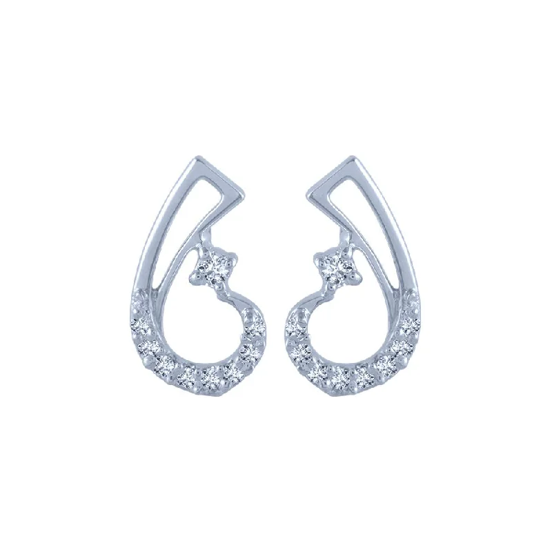 18k (750) White Gold And Diamond Stud Earrings For Women