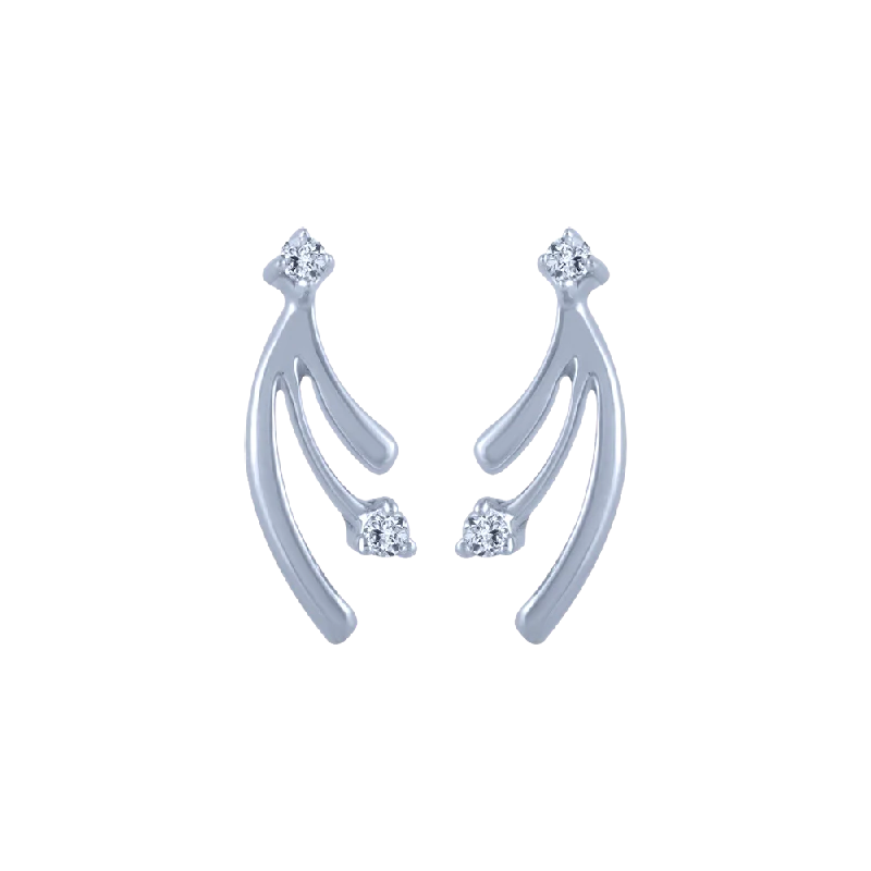 18k (750) White Gold And Diamond Stud Earrings For Women