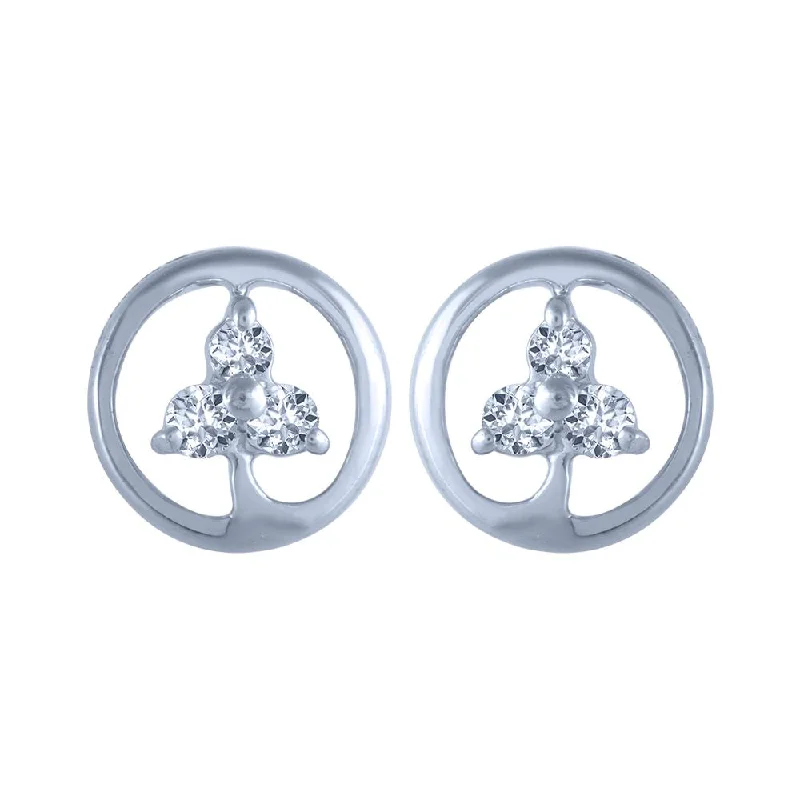 18k (750) White Gold And Diamond Stud Earrings For Women