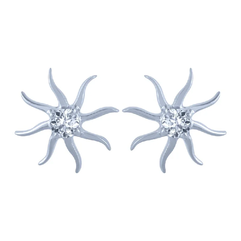 18k (750) White Gold And Diamond Stud Earrings For Women