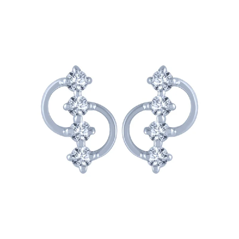 18k (750) White Gold And Diamond Stud Earrings For Women