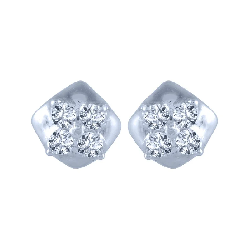 18k (750) White Gold And Diamond Stud Earrings For Women