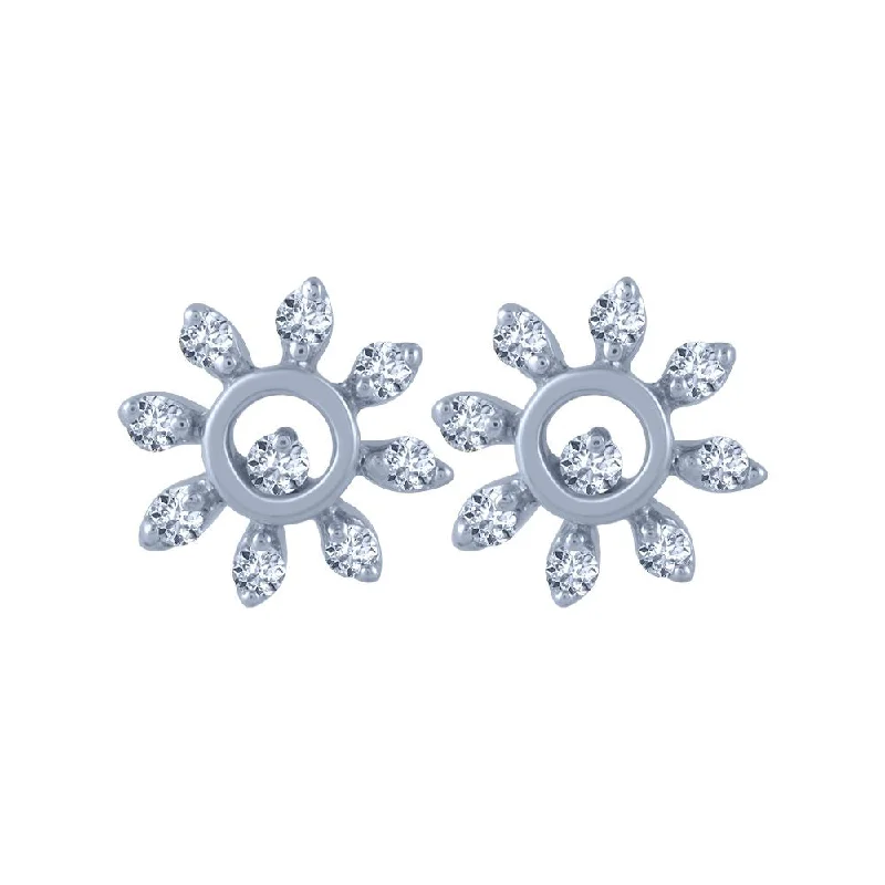 18k (750) White Gold And Diamond Stud Earrings For Women