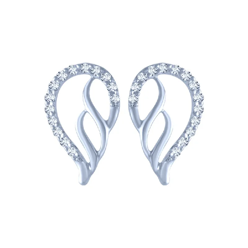 18k (750) White Gold And Diamond Stud Earrings For Women