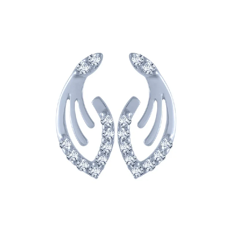 18k (750) White Gold And Diamond Stud Earrings For Women