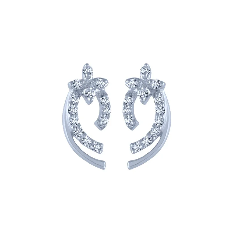 18k (750) White Gold And Diamond Stud Earrings For Women