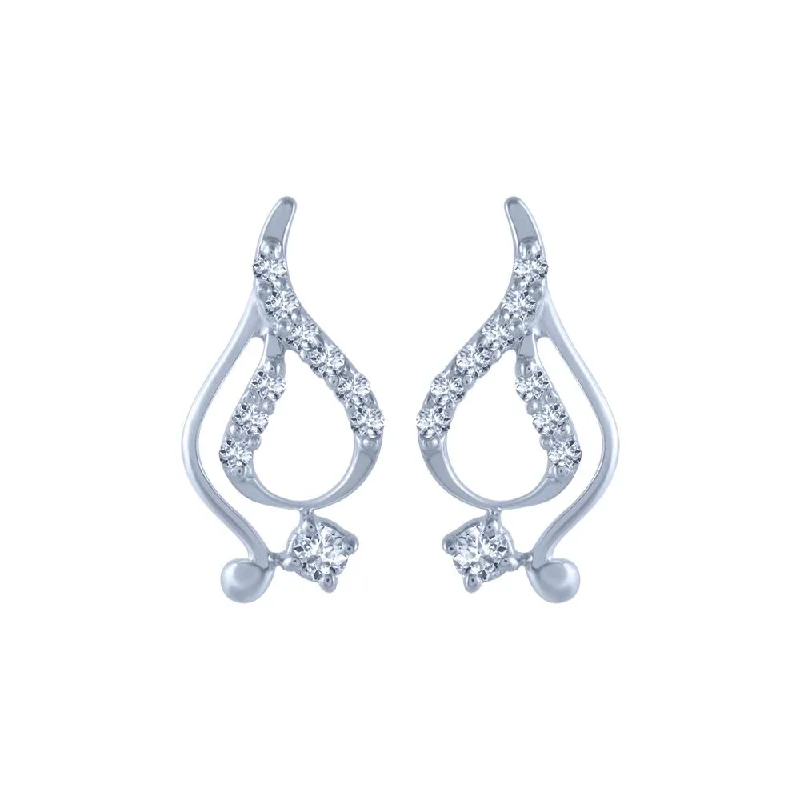 18k (750) White Gold And Diamond Stud Earrings For Women