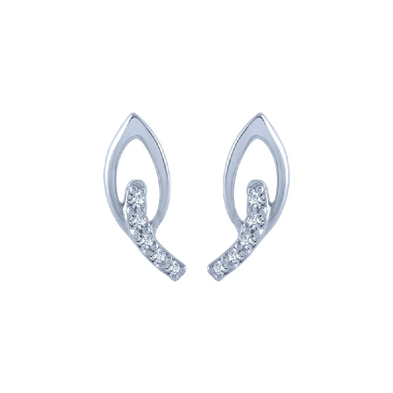 18k (750) White Gold And Diamond Stud Earrings For Women