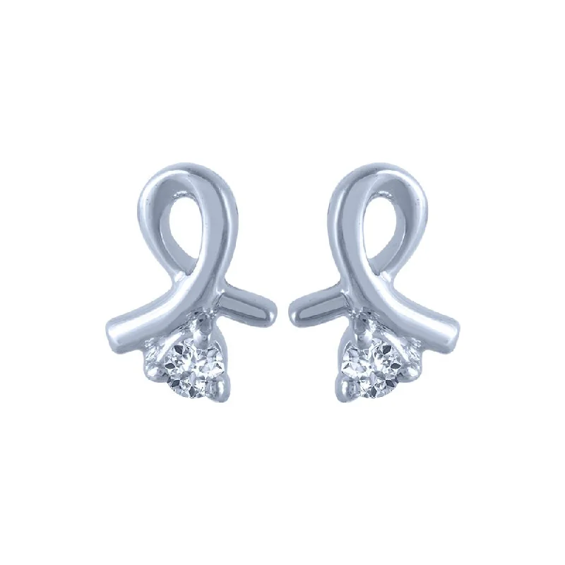 18k (750) White Gold And Diamond Stud Earrings For Women